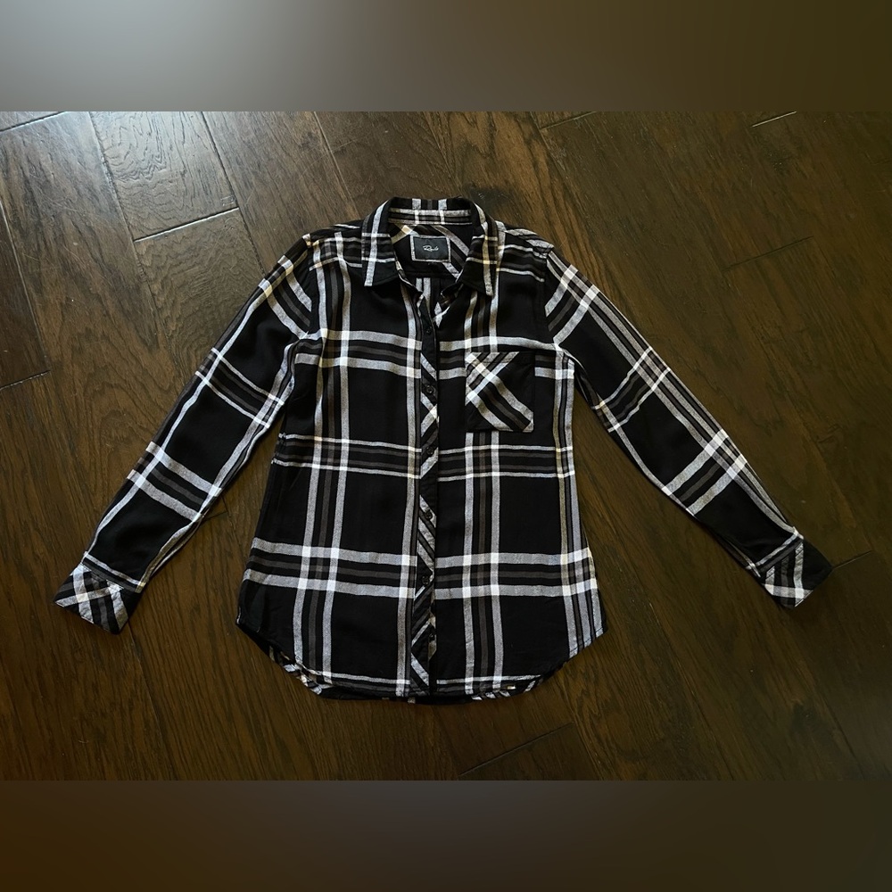 Rails Hunter Plaid Shirt Women's Size XS Black/White Soft Cozy Flannel
